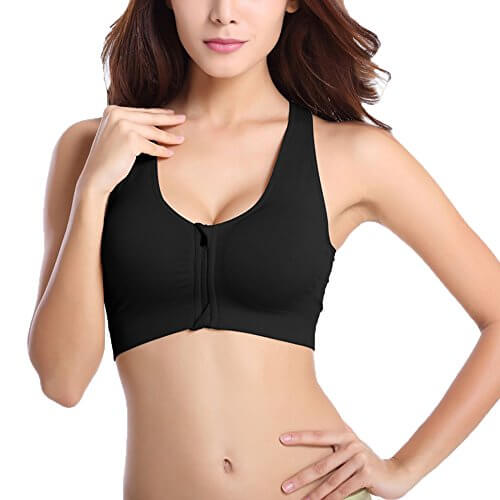 WANAYOU Front Zip Wireless Post-Surgery Bra Active