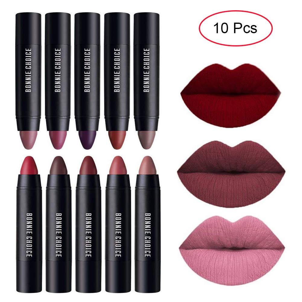 BONNIE CHOICE Moisturizing Matte Lip Crayon – 10 Shades Lip Kit